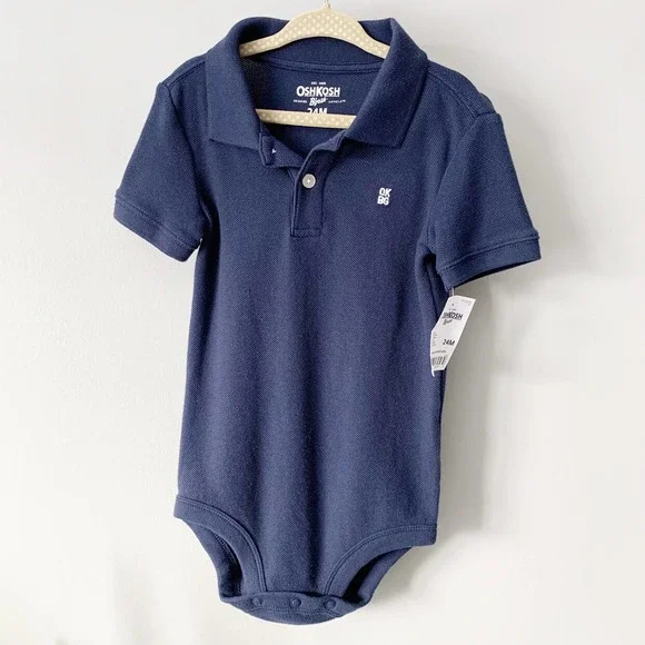 OshKosh B'gosh Baby Boys' Polo Bodysuit Navy | 24 Months - Picture 3 of 5
